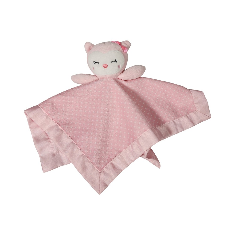 Child‎ of Mine by Carters Pink Owl Security Blanket Polka Dot Lovey Satin